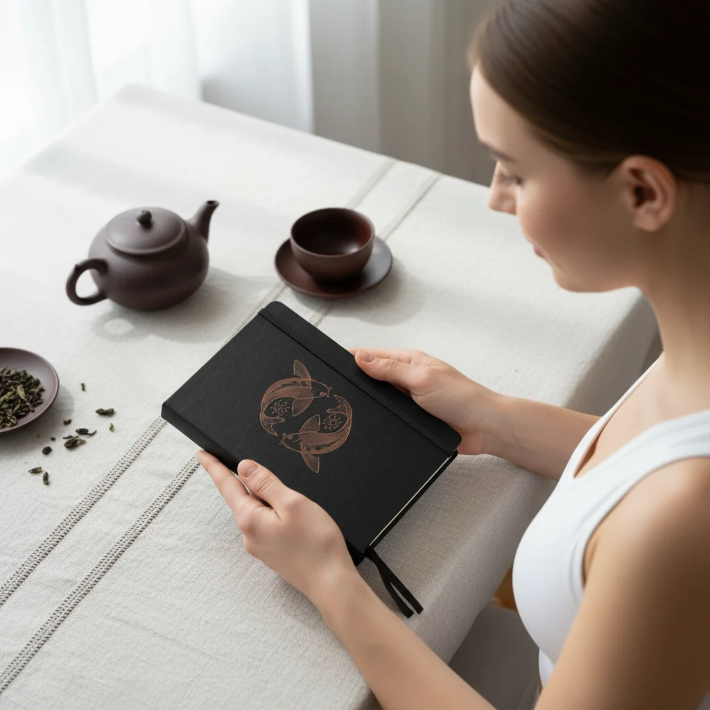 A5 Dotgrid-Notizbuch, 160 g/m² dickes cremefarbenes Papier, Hardcover, gepunktetes Journal, 160 nummerierte Seiten, Notizbuch aus Kunstleder, flach aufklappbar – Detail 5