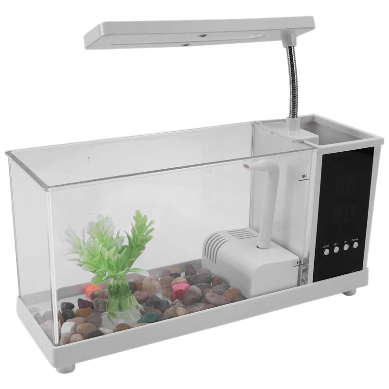 Mini Aquarium Fish Tank Usb Aquarium With Led Lamp Light Lcd Display Screen And Clock Fish Tank Aquarium Fish Tanks