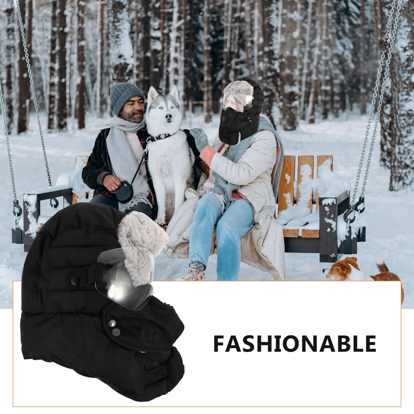 

1Set Warm Winter Ski Hat Cotton Windproof Protective Riding Hat Outdoor Cap Mask Goggles Ear Flap Outdoor with Goggles