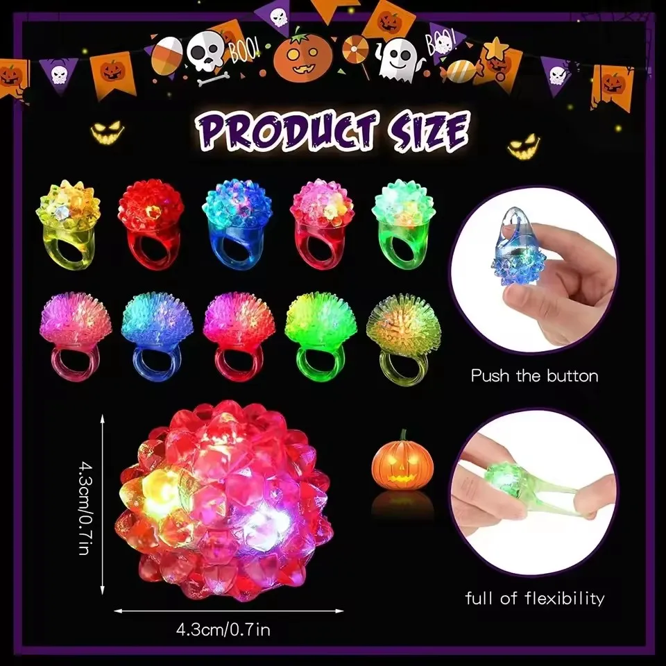 10pcs Glowing Rings LED Light Up Luminous Rings Party Favor Toys Flash Led Lights Glow In The Dark Party Supplies view 6