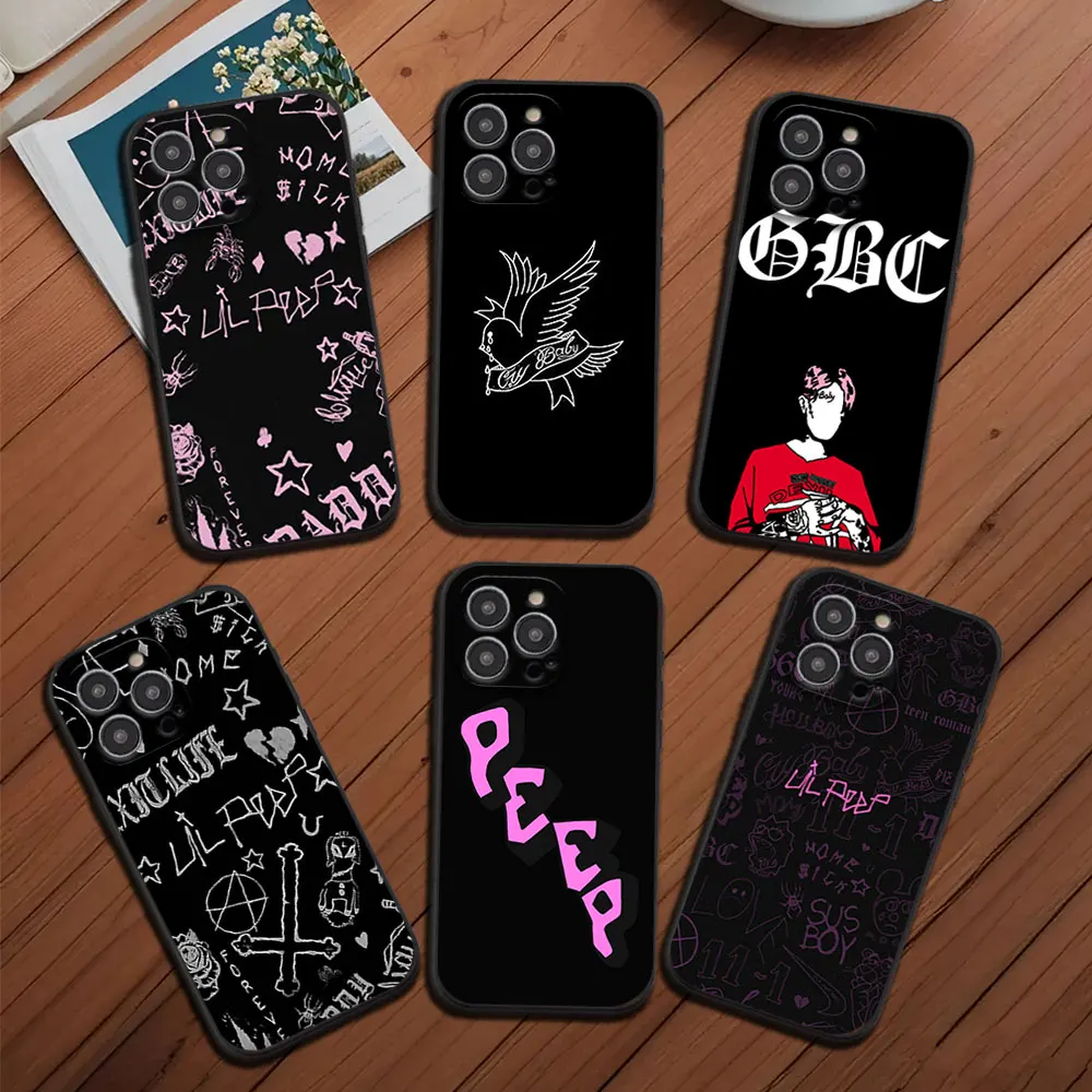 Lil P-Peep H-Hellboy Album Phone Case for iPhone 12 11 13 14 15 16 Max Pro Plus Black Soft Silicone shell