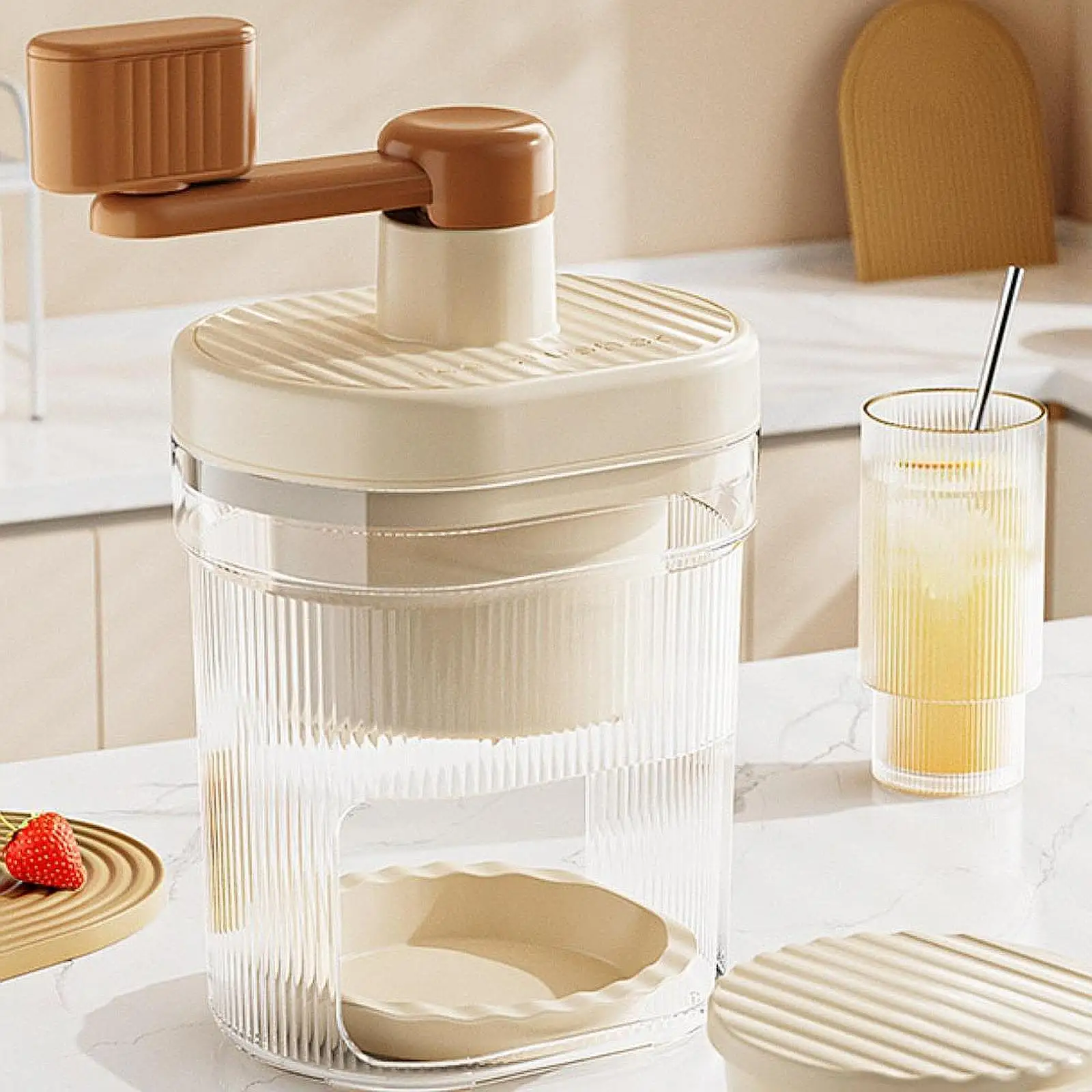 미니 핸드 크랭크 얼음 분쇄기 DIY 슬러시 메이커 기계 컵 파티 주방 홈 캠핑 레스토랑을위한 얼음 트레이