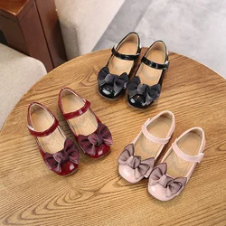 Spring Summer Children Girls Fashion Style Princess Shoes Bowknot Flat Heel Shoes