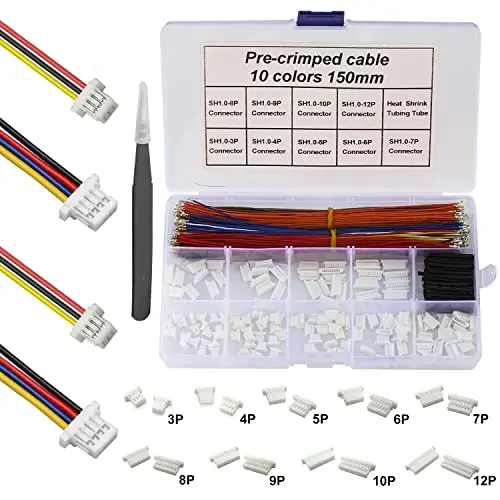 Jst SH1.0mm Connector Kit and Pre-Crimped Cables for SPRacing F3 Omnibus F4 Pro F7 Racing Drone Wire Kit 28AWG Cable 150mm Wire