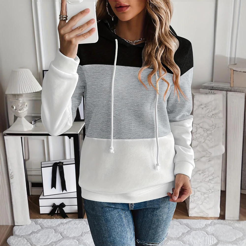 Fashion Women\'s Hoodie Simple Stripe Pullover Hoodies Casual Trend Female Tops Fall Loose Women\'s Sweatshirts Y2K Clothes