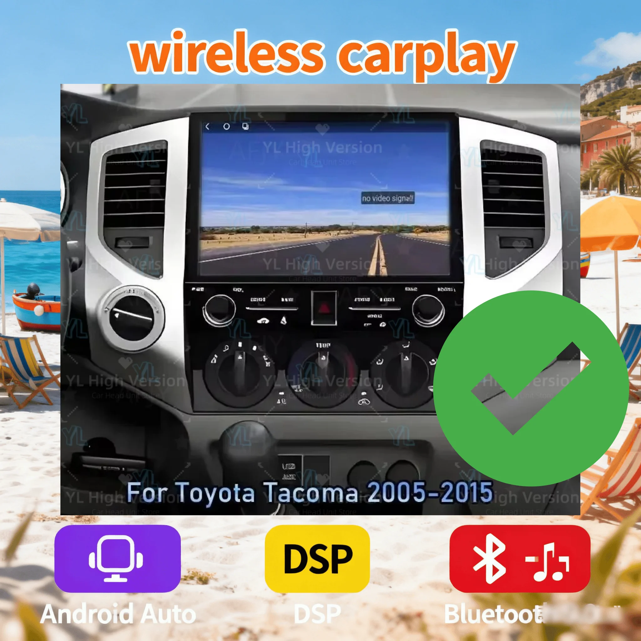 Touch Screen Android Auto Multimedia Player For Toyota Tacoma 2005-2015 Car Radio Wireless Carplay Navigatio GPS Stereo HeadUnit