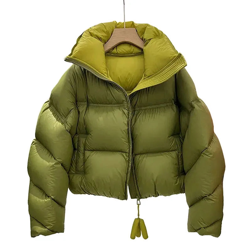 Jaqueta curta acolchoada acolchoada para mulheres, jaqueta de inverno grossa, Parkas soltas coreanas, casaco quente, Outwear feminino