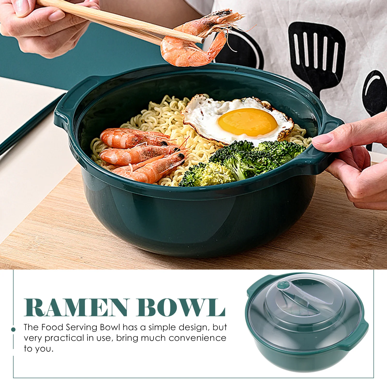 

Fresh Instant Noodles Bowl Ramen Bowls Chinese Food with Lid Chrome Wide Storage Containers for Lids Salad Microwave