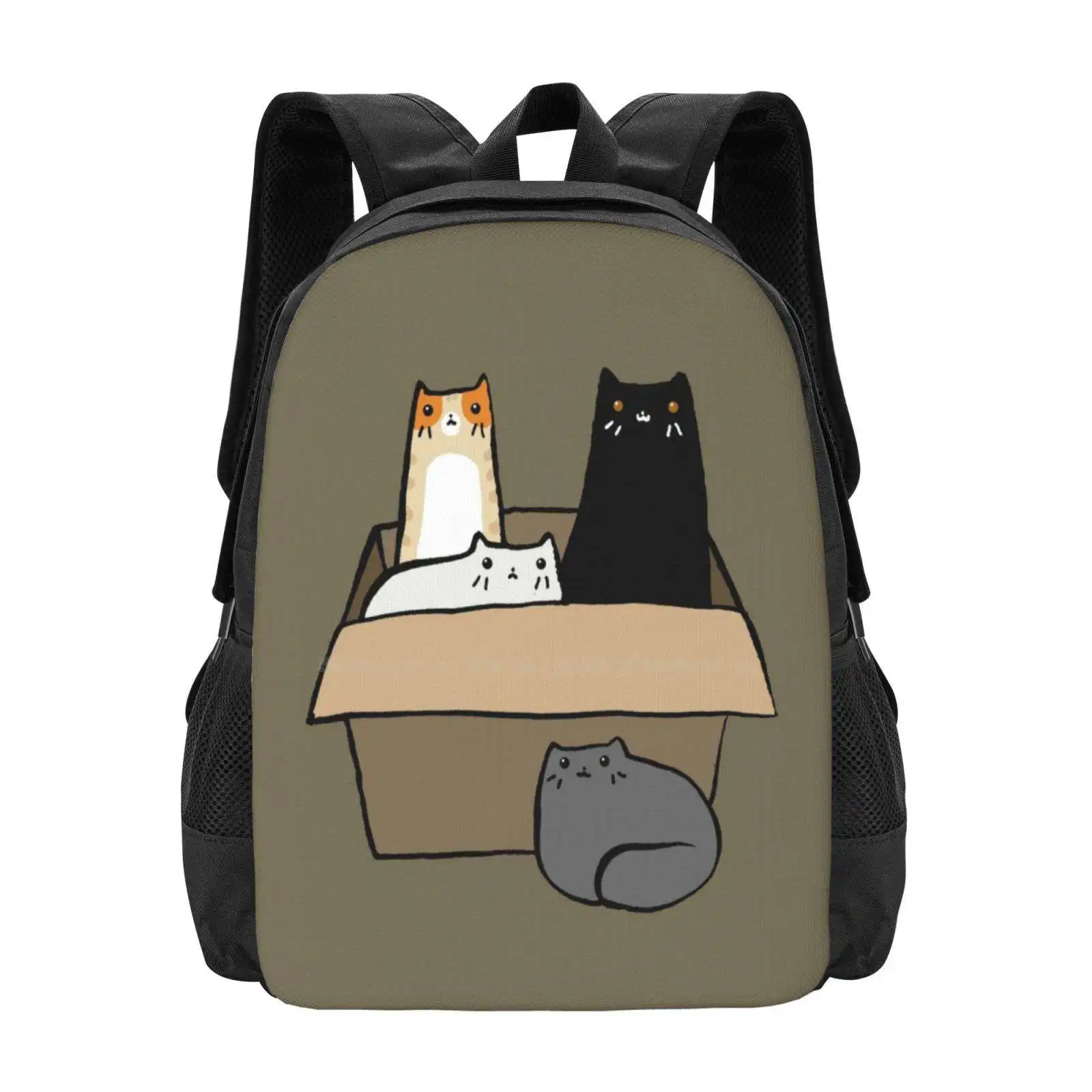 Cats In A Box Pattern Design Laptop Travel School Bags Kitty Kitties Pets Animals Orange Tabby Tabby Cat Black Cats Gray Cats