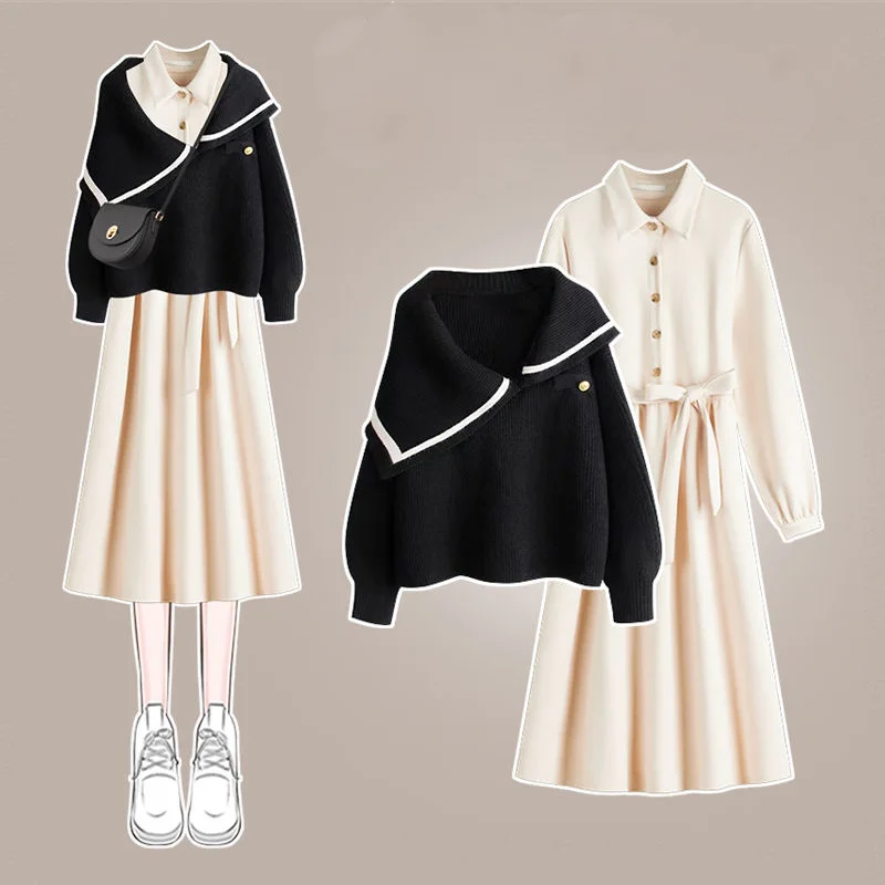 Two-Piece Set for Women, Loose Sweater to Show Slim Versatile Dress, Winter Clothes, New Style,2024