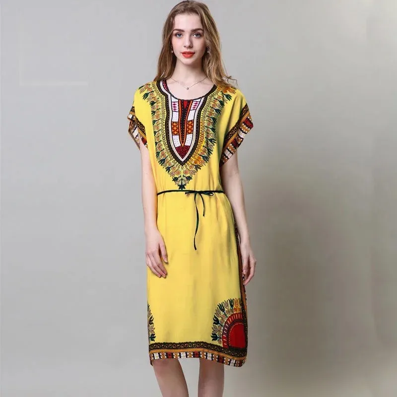 Pretty Summer Dress Contrast Color Comfortable Dress Mid-calf Length Women Dress