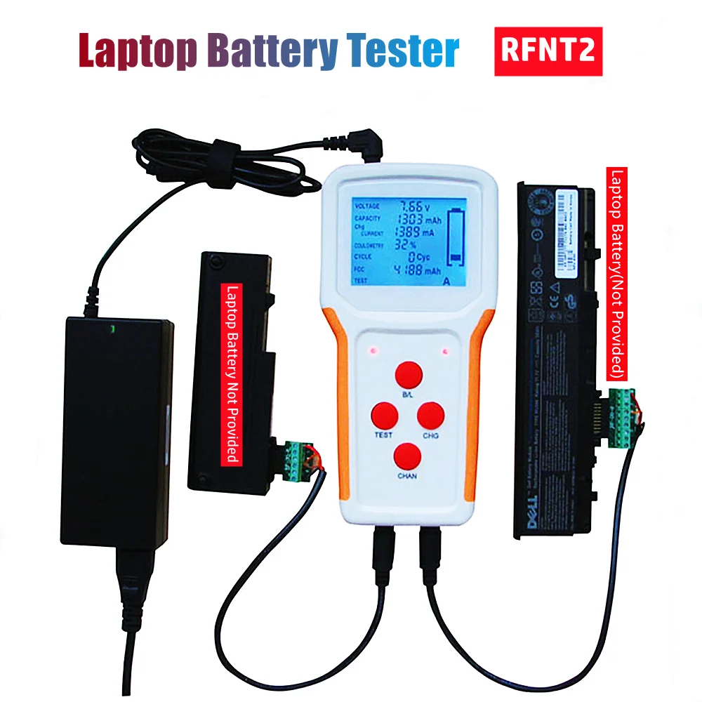 Testeur de batterie d'ordinateur portable, déchargeur de chargeur d'ordinateur portable, analyse de capacité, RFNT2