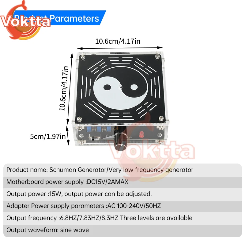 Generador de onda Schumann ajustable de 6,8 HZ/7,83 HZ/8,3 HZ DC 15V 2A 15W generador de señal sinusoidal con resonador de Audio de frecuencia ultrabaja