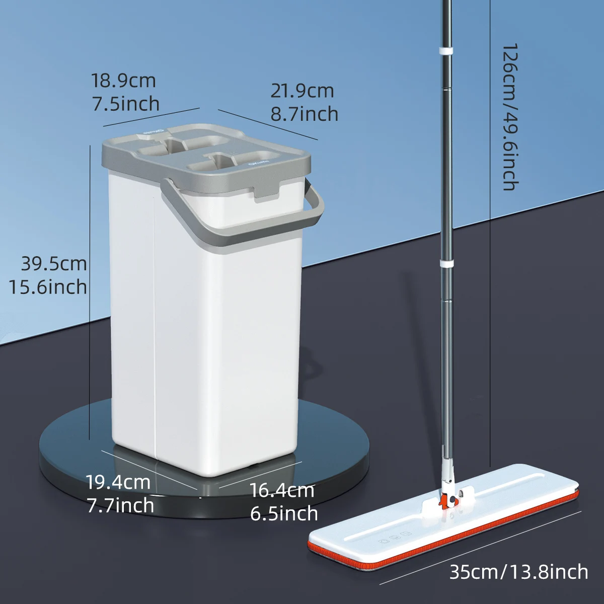 1set, Mop and Bucket Set, Separates Dirty and Clean Water, 3-Chamber Design, Flat Mop and Bucket Set, Hands Free Home Cleaning