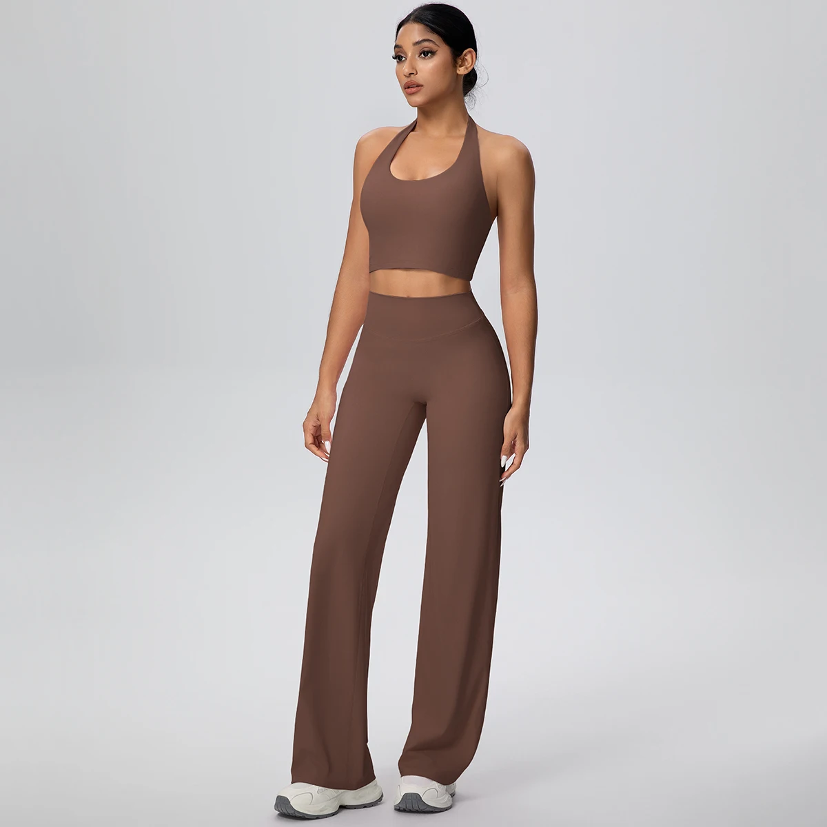 2-teiliges Damen Yoga-Set: Rückenfreier Neckholder-BH und Hose – Sommerliches, atmungsaktives Sport- und Lauf-Workout-Top – Top-Seller – Detail 6