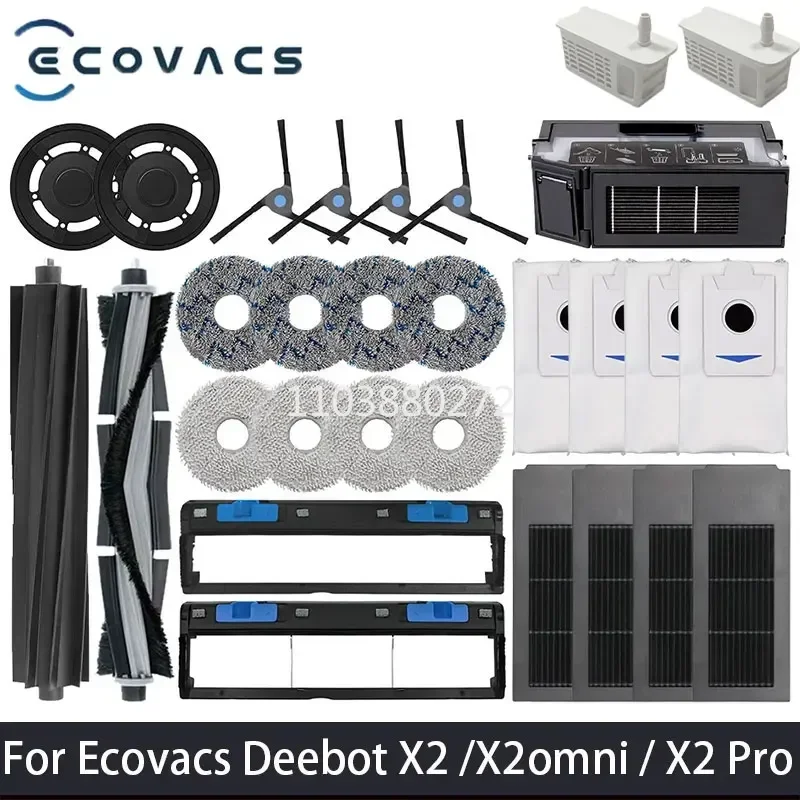 Ecovacs Deebot X2 Omni/ X2 Pro Robot Vacuum Cleaner accessories Dust bag Hepa Filter Main Brush Mop holder Dustbin Parts