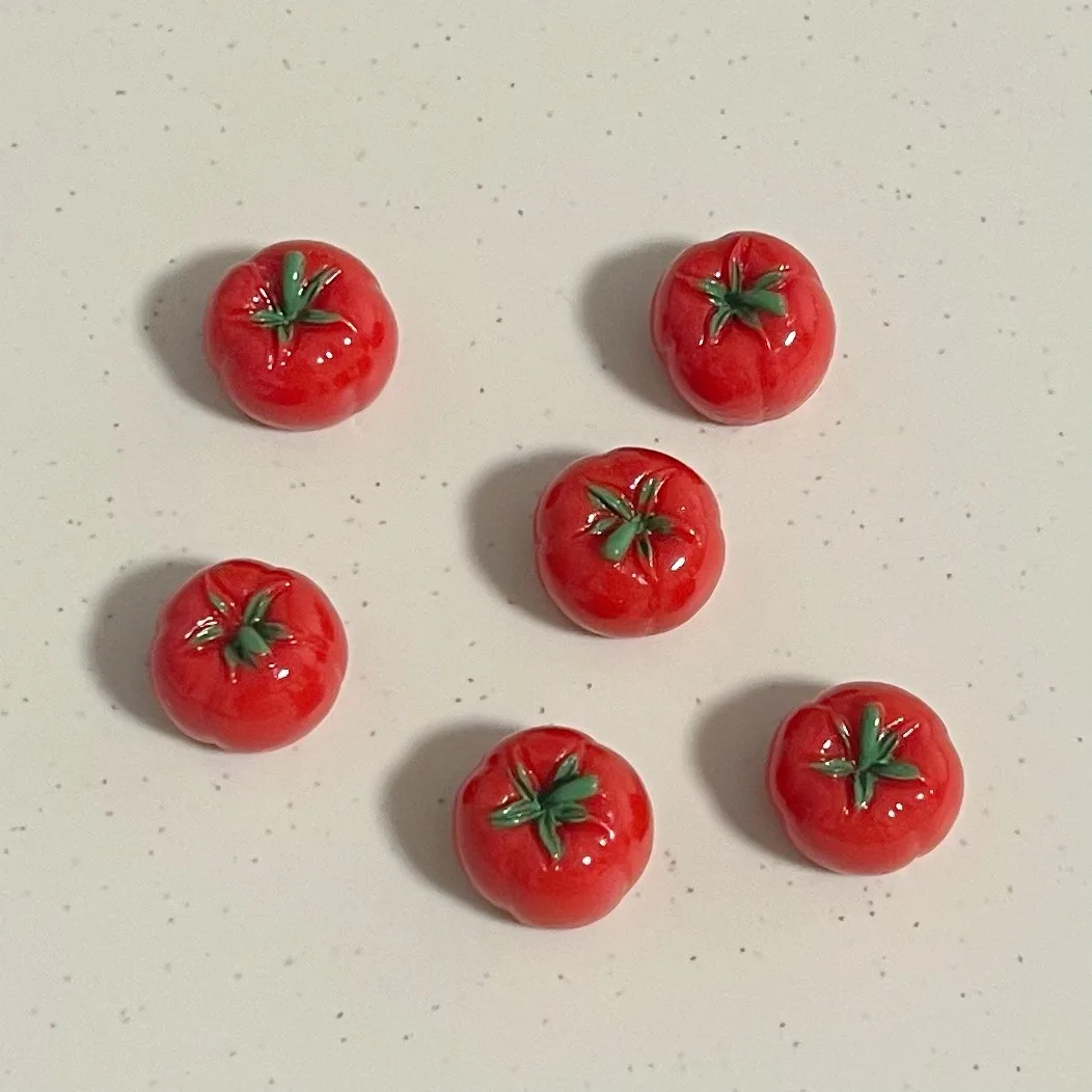 10Pcs Realistic 3D Mini Tomato Figurines Cute Vegetable Miniature DIY Scene Decorations Self-made Hair Clip Jewelry Accessories