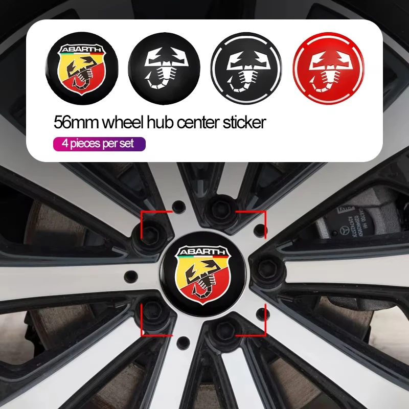 4PCS 56mm Car Wheel Center Hub Caps Emblem Stickers for Fiat Scorpion Panda 500 595 Bravo Punto Stilo Abarth Linea Accessories