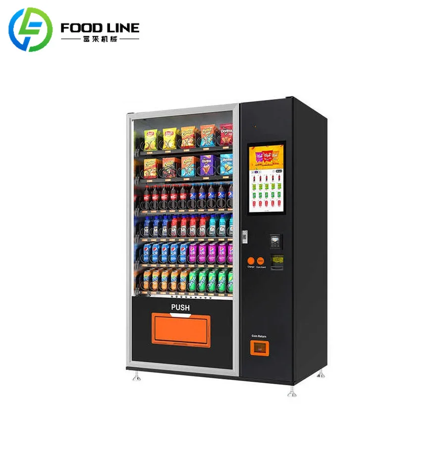 Refrigerated Snack Beverage Vending Machine Steel Frame 110V for Amusement Park Support Machine Body Color Modification