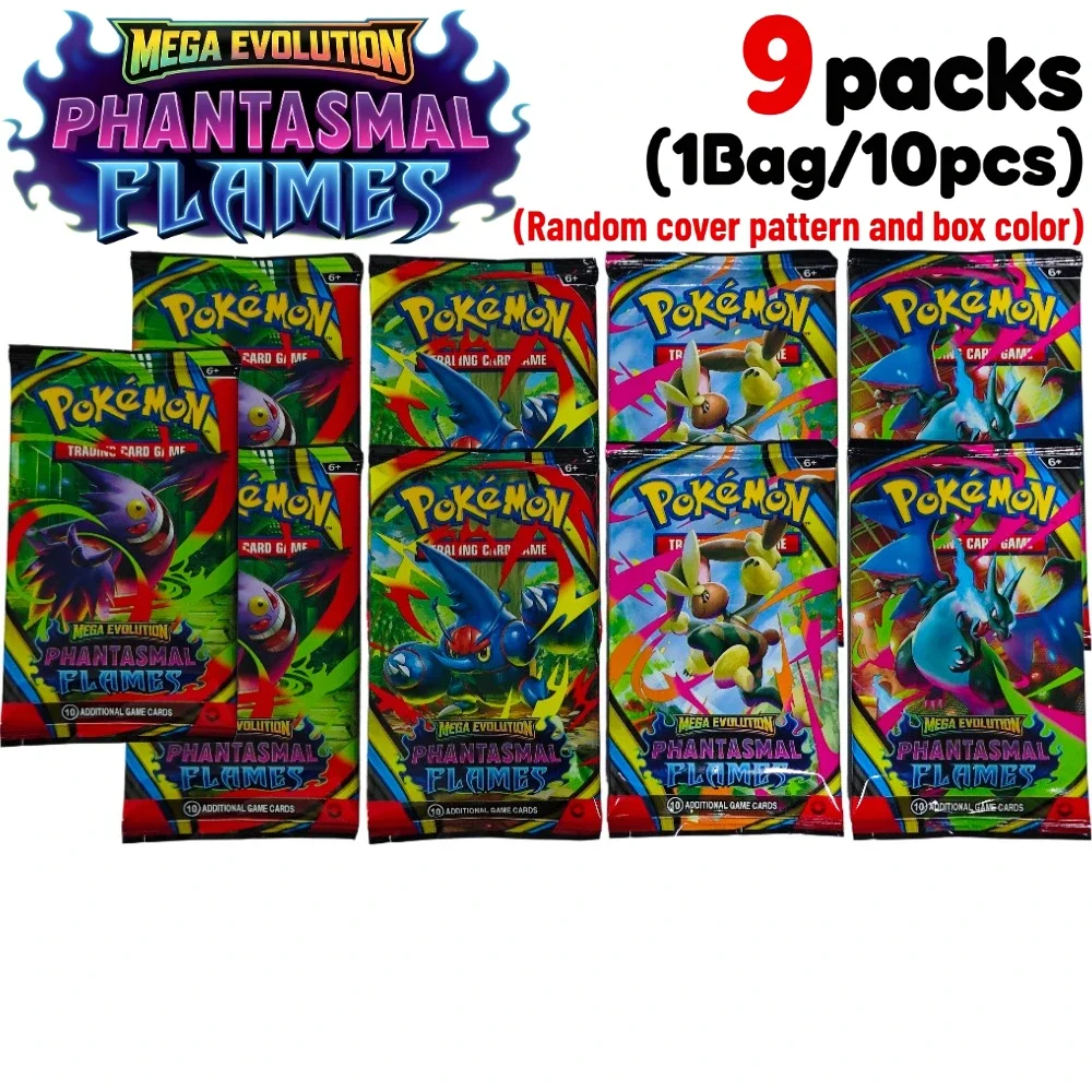 9 Packungen Pokémon TCG Mega Evolution-Pitch Black Booster Ascended Heroes Phantasmal Flames TCG Sammelkarten-Set – Detail 23