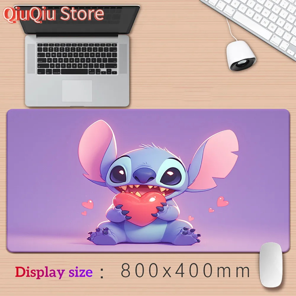 Lilo Stitch Cartoon HD Impressão Gaming Mousepad Borda de bloqueio de computador Borracha natural E-sports Tapete de mesa Grande Mouse Pad