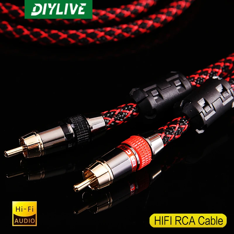 Diylive 1 Paar Rca Audio Kabel 2 Rca Naar 2 Rca Interconnect Kabels Hifi Stereo 6n Ofc Mannelijk Naar Mannelijk Voor Versterker Dac Tv Car Audio