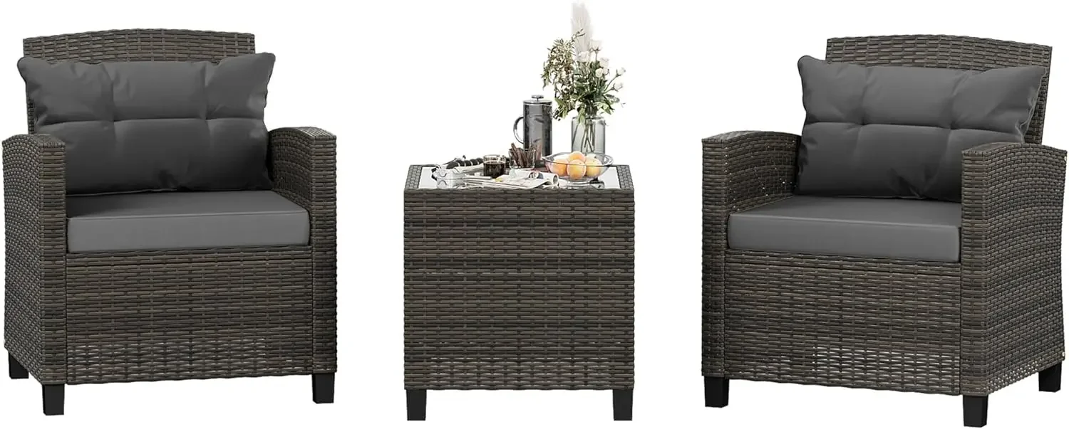 

Shintenchi 3 Pieces Patio Furniture Set 3 Pieces PE Rattan Wicker Chairs with Table Outdoor Furniture for Backyard/Garden/Poolsi