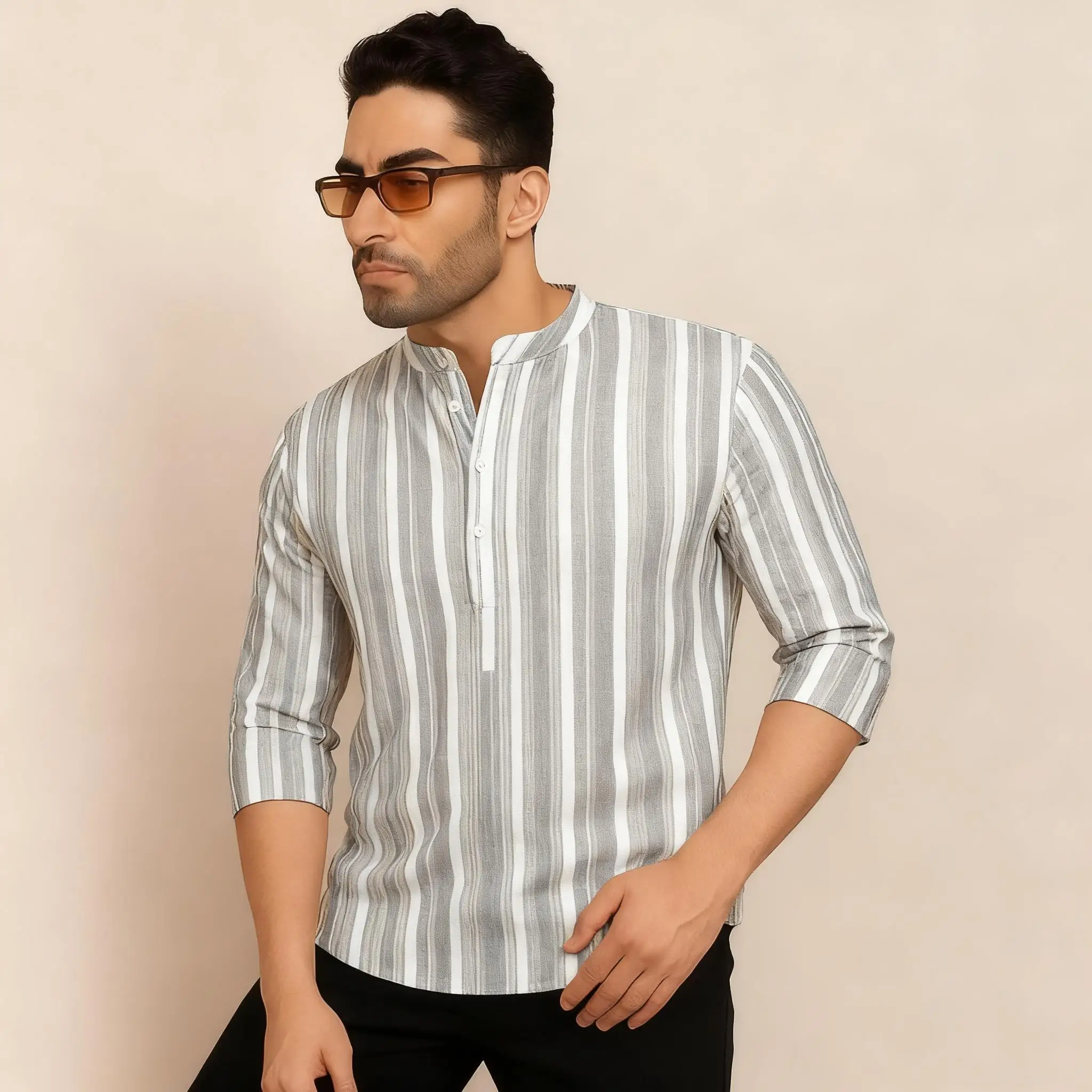 عباية رجالي ثوب عربية على الطراز الوطني هينلي بنطاقات عادي قمصان رجالية مسلمة 2026 ثوب هاراجوكو الشرق الأوسط