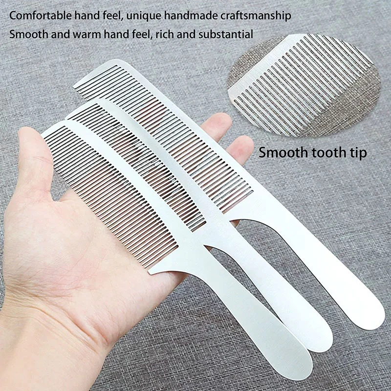 Stainless Steel Silver Hairdressing Comb Barber Professional Anti-static Men Haircut Clipper Ultra-thin Comb Salon Styling Tool image 6