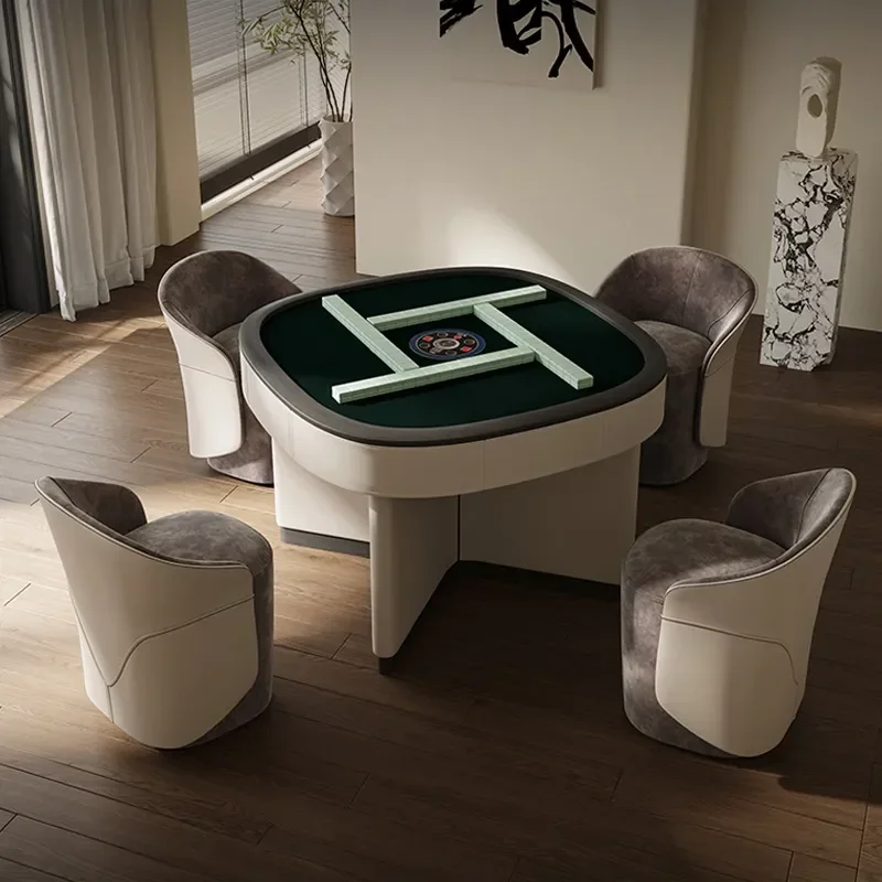 Flamingo Mahjong Table Italian Style Saddle Leather Electric Automatic Model for Home Use