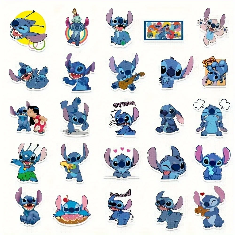 50pcs Disney Cute Stitch Stickers, Cartoon Decoration, Suitable for Laptops, Suitcases, Phones, and Water Bottles