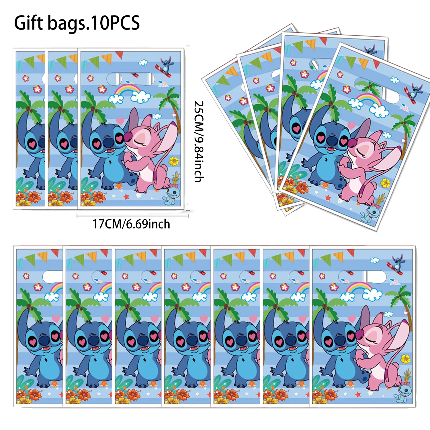 10/20/30Pcs Disney Lilo & Stitch sacchetti regalo per feste sacchetti di imballaggio per biscotti caramelle Stitch snack Bag bambini Baby Shower