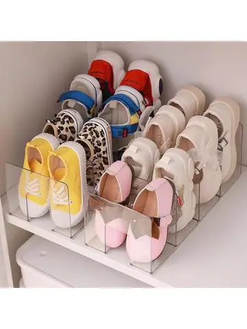 1pc Acrylic Children'S Shoe Organizer, 4-Compartment Transparent Shoe Rack,Baby Shoe Storage Shelf, for Various Room Types