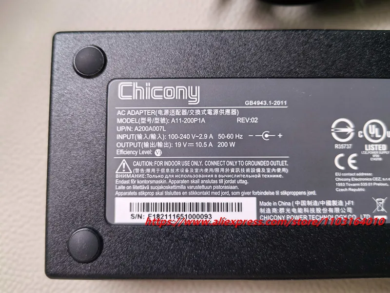 Original Chicony A11-200P1A 19V 10.5A 200W AC DC Adapter Charger