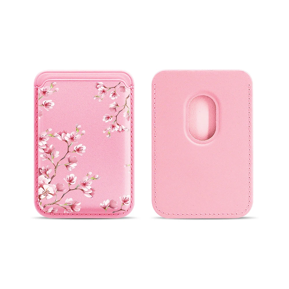 Kirschblüten-Leder-Kartenetui Handy-Kartenhalter Magnetische Hülle Geeignet für alle iPhone Magsafe-Karten-Handy-Rückseiten-Taschen – Detail 14