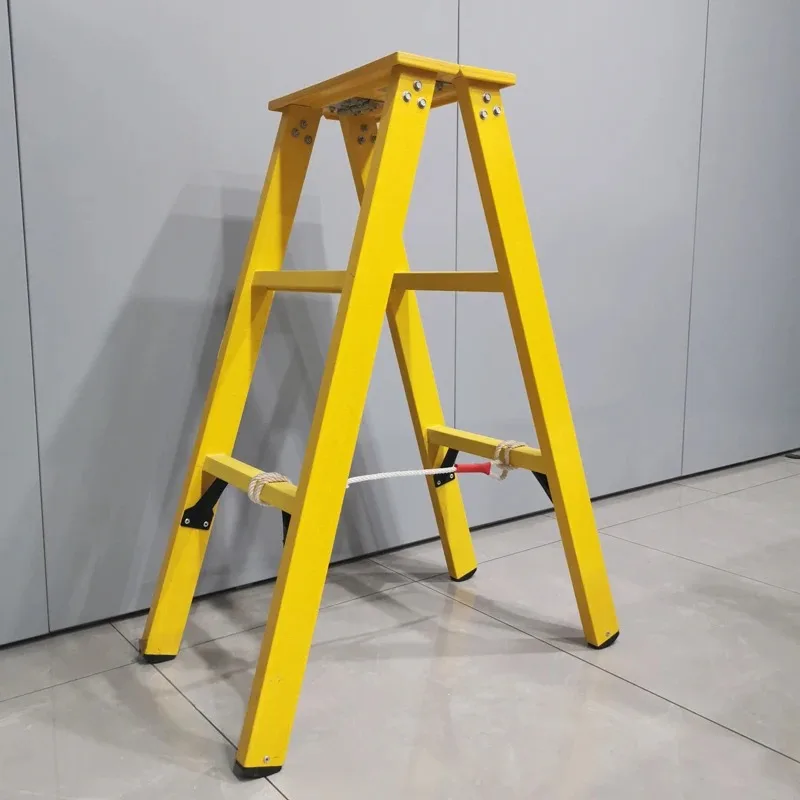Échelle pliante d'agilité Double face en FRP jaune, haute sécurité, directe d'usine, échelle enroulable en fibre de verre haute tension