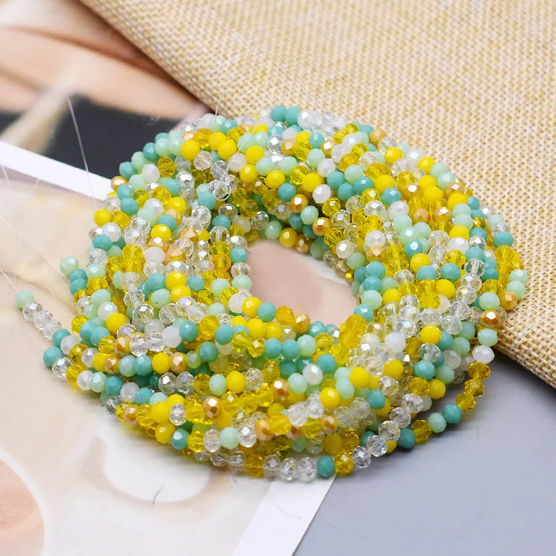 New Color 4mm 125PCS Rondell Faceted Crystal Glass Beads Beach Loose Spacer Beads for Jewelry Making DIY Necklace