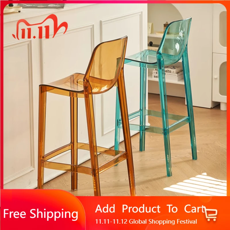 

Transoiparent Modern Bar Chairs Acrylic Counter Light Luxury Apartment Bar Chairs Reception Ergonomic Sillas De Bar Furniture