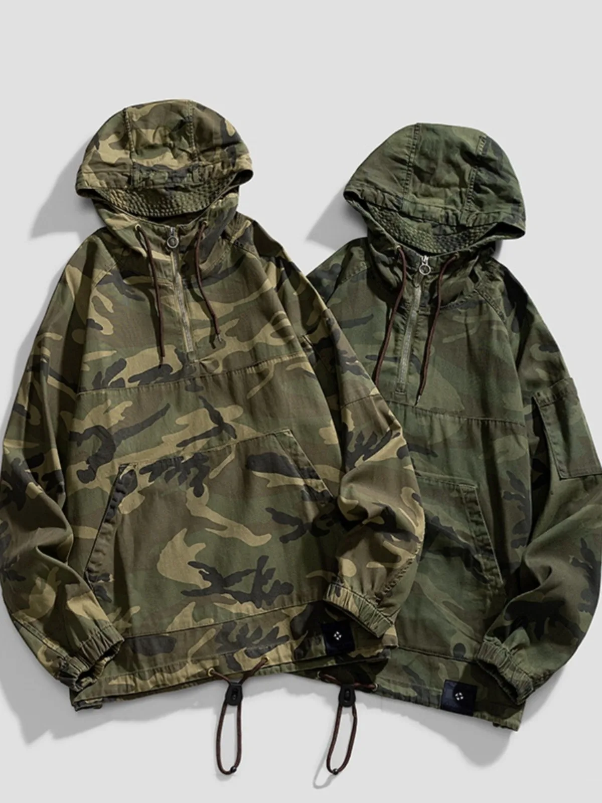 Retro American Camouflage Motorrad Jaet Herren Lose Arbeitskleidung Mantel Long Sve Youth Faion Herbst Winter Oberbekleidung
