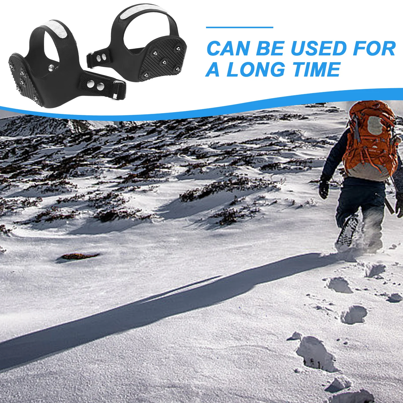 

1 Pair Ice Cleat Spikes Crampons 5 Teeth Silicone Anti-Slip Traction For Hiking Climbing Mountaineering Ice Fishing Snow