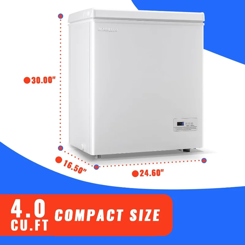 فريزر صغير عميق مفتوح الباب، فريزر صغير الحجم، مع سلة تخزين قابلة للإزالة لمرآب المطبخ المنزلي باللون الأبيض