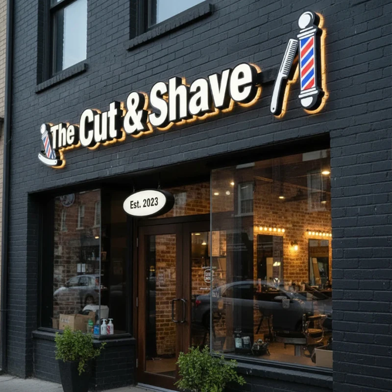 LED Backlit 3D Letters Custom Hair Salon Barbershop Waterproof Store Front Luminous Signage