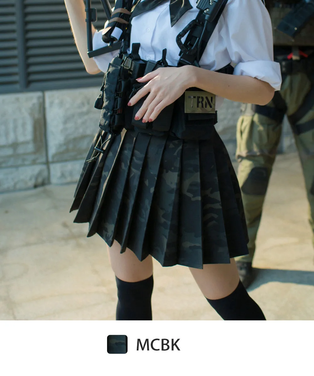 Tactical Pleated Skirt Women Girls Camo JK Style Pleated Outdoor High-waist Mini Skirt