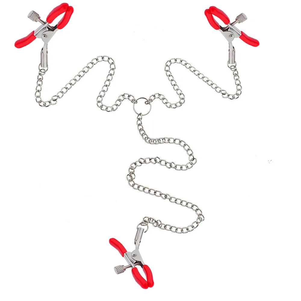 Adult products I-shaped nipple clip Fun nipple clip Clitoris G-spot chain clip Regular 3-head 4-head I-shaped clip