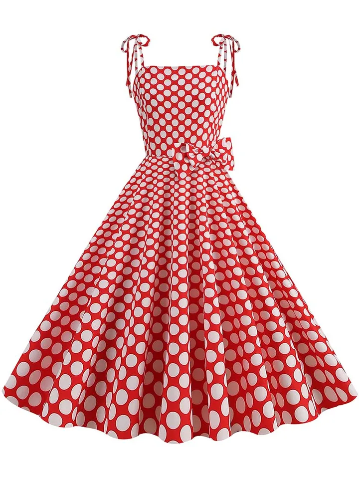 open lace back dress 80s Does 50s I Love Lucy Red Polka Dot Wrap Dress – WhatWouldSusieWear main image 1