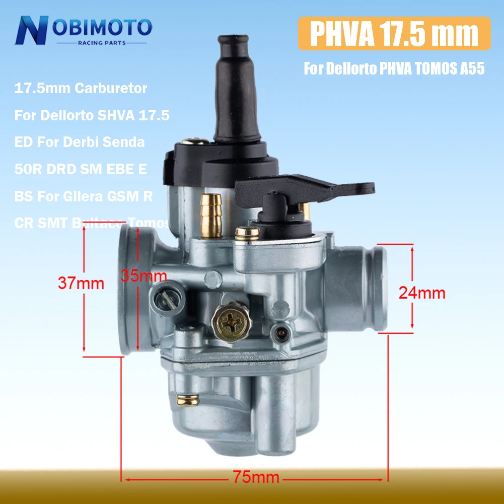 17.5mm Carburetor For Dellorto PHVA TOMOS A55 50cc 80cc 50R DRD Motorcycle Carb Scooters Motocross Accessories Dirt Pit Bike