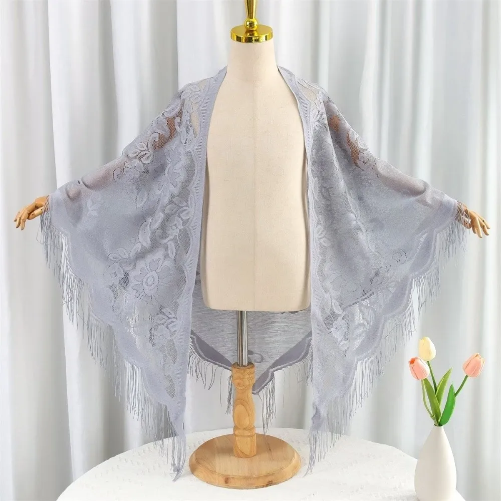 أزياء شرابة المرقعة تول وشاح جوفاء بلون مثلث وشاح تنفس اكسسوارات الحفلات مساء شال