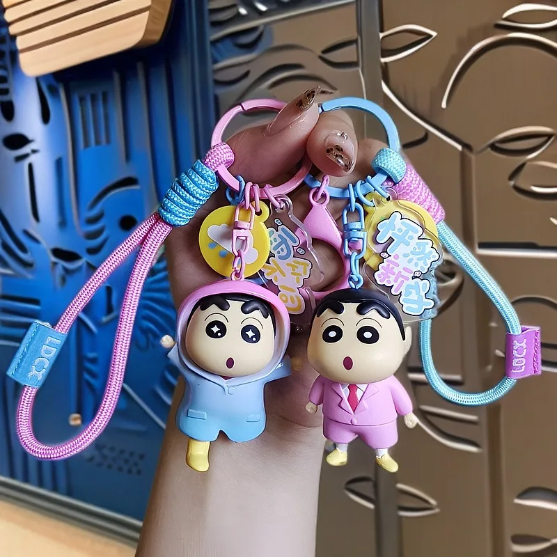 

Crayon Shin-Chan Action Figure Daily Series 2 Car Keychain Outdoor Raincoat Suit Model Keyrings Student Cute Cartoon Bag Pendant