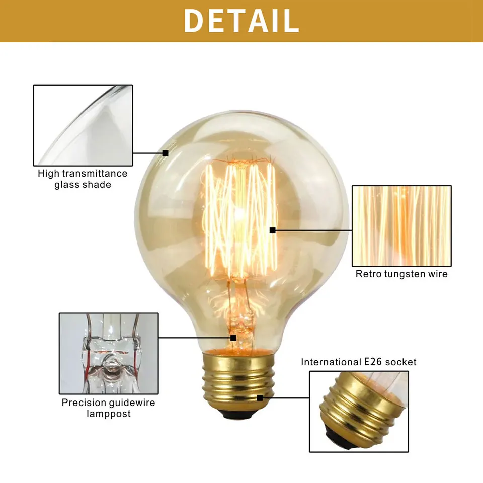 Retro Edison Bulb Lamps 220V110V E27/26 ST64 G80 T45 Bedroom Industrial Loft Vintage Light Bulb For Home Decor Led Lighting Lamp