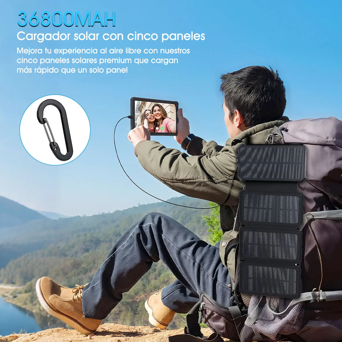 Solar Power Bank Schnelle 36800 mAh Drahtlose Ladegerät Powerbank für iPhone 17 Samsung S24 Huawei Xiaomi PD 18 W Schnelle lade Powerbank – Detail 4